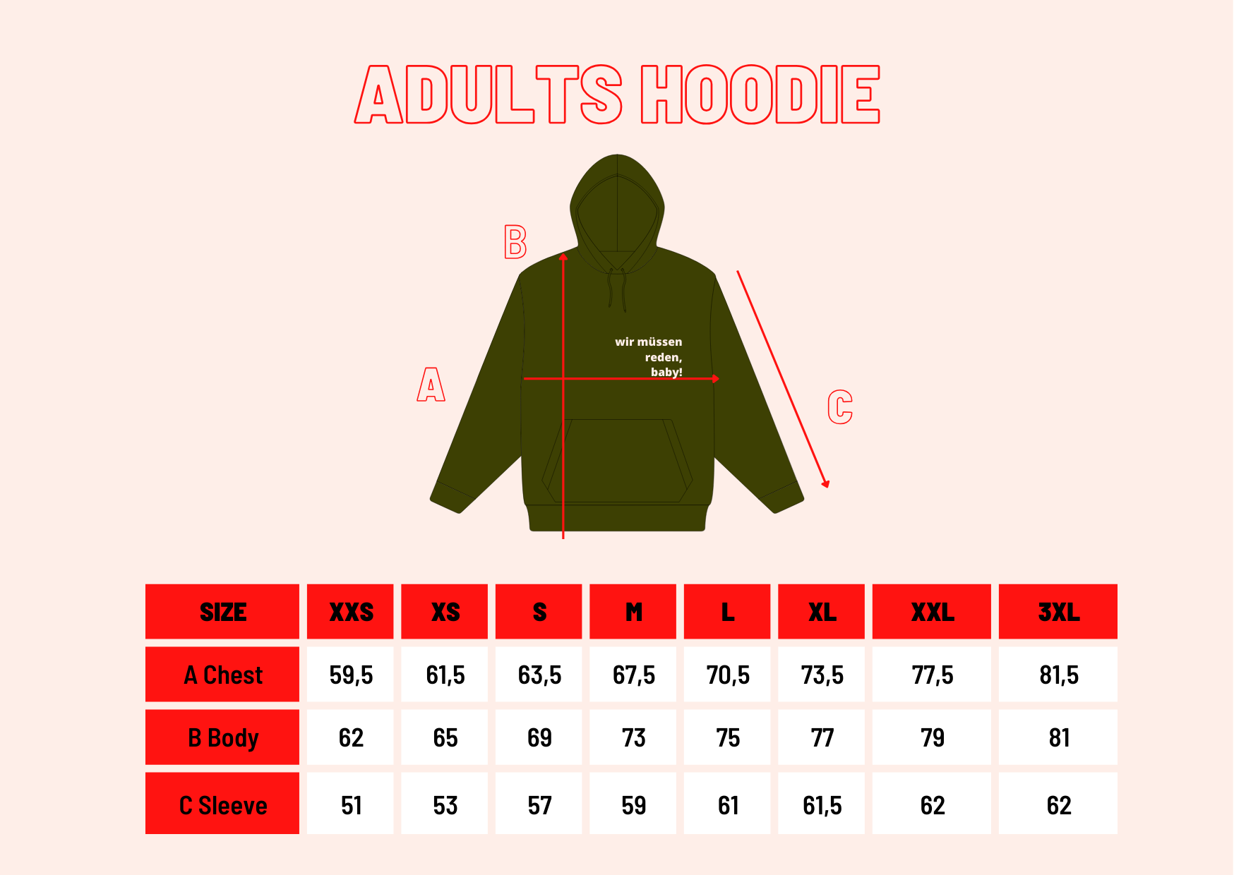 Hoodie khaki "wir müssen reden, baby"